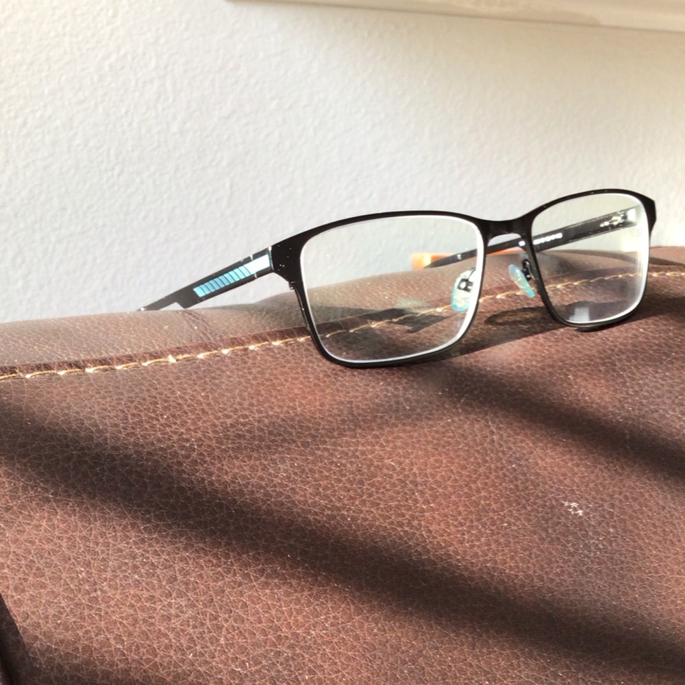 Michael Ryen Europa Black Teal Titanium Rectangle Eyeglasses Frames 
MR 306